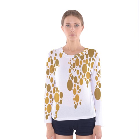 Map Dotted Gold Circle Women s Long Sleeve Tee by Alisyart