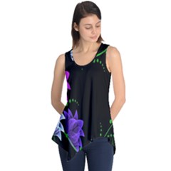 Neon Flowers Floral Rose Light Green Purple White Pink Sexy Sleeveless Tunic