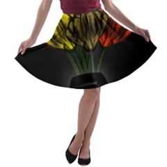 Flowers Painting Still Life Plant A-line Skater Skirt by Simbadda