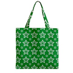 Green White Star Line Space Zipper Grocery Tote Bag by Alisyart