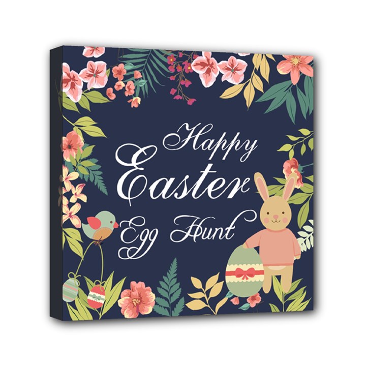 Happy Easter Egg Hunt Flower Mini Canvas 6  x 6  (Framed)