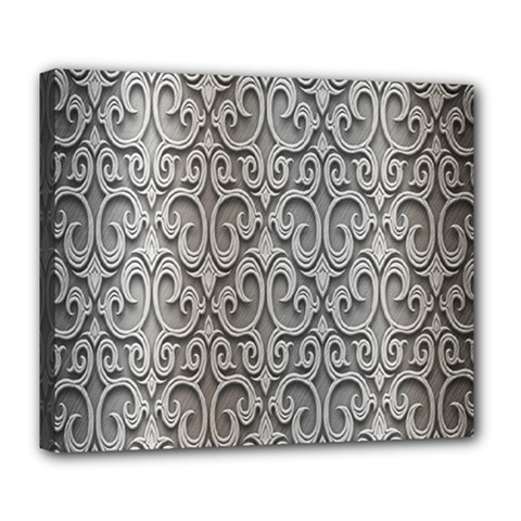 Patterns Wavy Background Texture Metal Silver Deluxe Canvas 24  X 20   by Simbadda