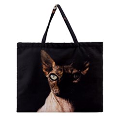 Sphynx Cat Zipper Large Tote Bag by Valentinaart