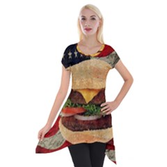 Hamburger Short Sleeve Side Drop Tunic by Valentinaart