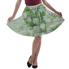 On Wood May Lily Of The Valley A-line Skater Skirt by Simbadda