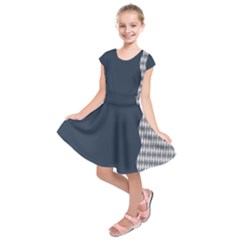 Argyle Triangle Plaid Blue Grey Kids  Short Sleeve Dress by Alisyart