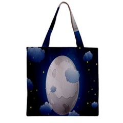 Cloud Moon Star Blue Sky Night Light Zipper Grocery Tote Bag by Alisyart