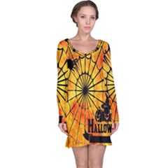 Halloween Weird  Surreal Atmosphere Long Sleeve Nightdress by Simbadda