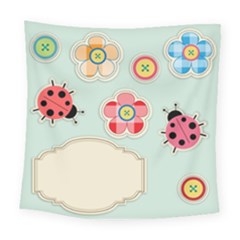 Buttons & Ladybugs Cute Square Tapestry (large) by Simbadda