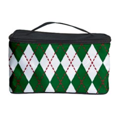 Plaid Triangle Line Wave Chevron Green Red White Beauty Argyle Cosmetic Storage Case by Alisyart