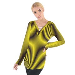 Yellow Fractal Women s Tie Up Tee by Simbadda