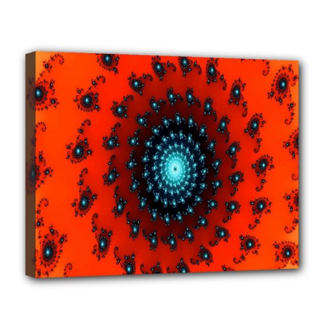 Red Fractal Spiral Canvas 14  X 11  by Simbadda