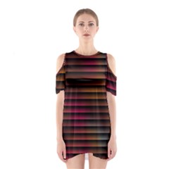 Colorful Venetian Blinds Effect Shoulder Cutout One Piece