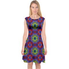 Abstract Pattern Wallpaper Capsleeve Midi Dress by Simbadda