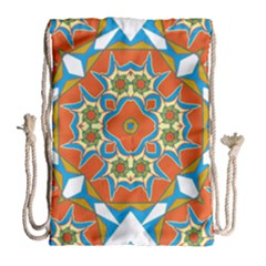 Digital Computer Graphic Geometric Kaleidoscope Drawstring Bag (large) by Simbadda