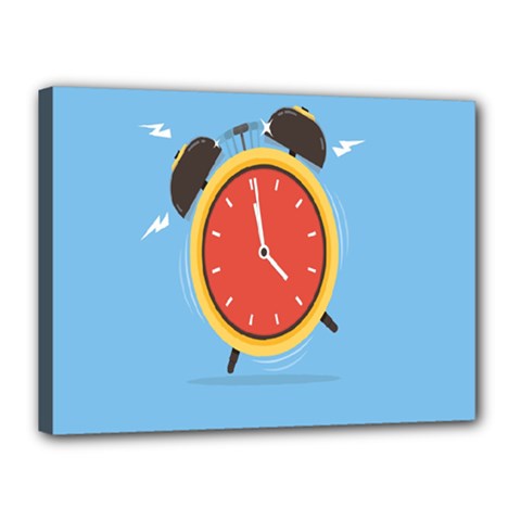 Alarm Clock Weker Time Red Blue Canvas 16  X 12  by Alisyart