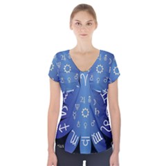 Astrology Birth Signs Chart Short Sleeve Front Detail Top by Amaryn4rt