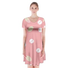Drug Pink Short Sleeve V-neck Flare Dress