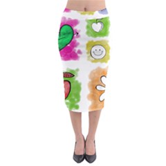 A Set Of Watercolour Icons Midi Pencil Skirt by Amaryn4rt