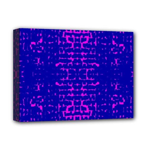 Blue And Pink Pixel Pattern Deluxe Canvas 16  X 12   by Amaryn4rt