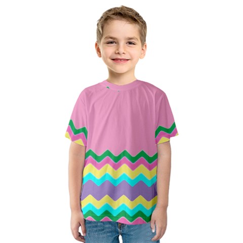 Easter Chevron Pattern Stripes Kids  Sport Mesh Tee by Amaryn4rt