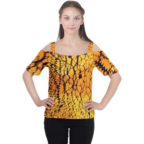 Yellow Chevron Zigzag Pattern Women s Cutout Shoulder Tee by Amaryn4rt