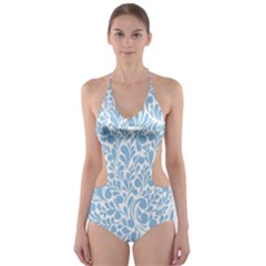 Blue Pattern Cut-out One Piece Swimsuit by Valentinaart