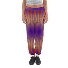 Retro Circle Lines Rays Orange Women s Jogger Sweatpants by Amaryn4rt