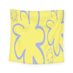 Doodle Shapes Large Flower Floral Grey Yellow Square Tapestry (small) by Alisyart