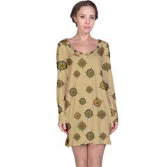 Compass Circle Brown Long Sleeve Nightdress by Alisyart