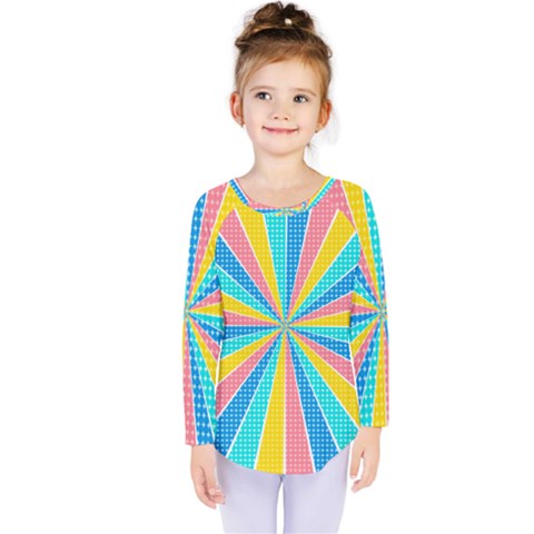 Rhythm Heaven Megamix Circle Star Rainbow Color Kids  Long Sleeve Tee by Alisyart