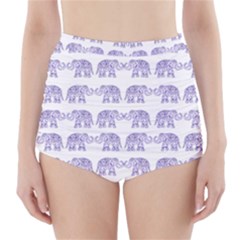 Indian Elephant Pattern High-waisted Bikini Bottoms by Valentinaart