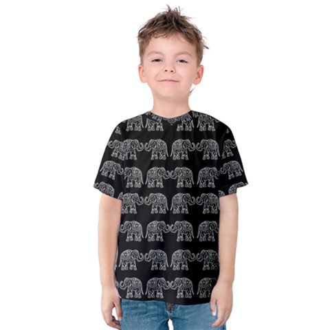 Indian Elephant Pattern Kids  Cotton Tee by Valentinaart