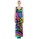 Abstract Art Squiggly Loops Multicolored Maxi Thigh Split Dress View1
