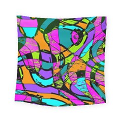 Abstract Art Squiggly Loops Multicolored Square Tapestry (small) by EDDArt