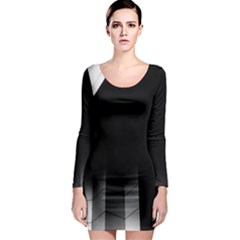 Wall White Black Abstract Long Sleeve Bodycon Dress by Amaryn4rt