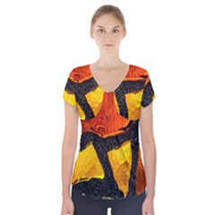 Colorful Glass Mosaic Art And Abstract Wall Background Short Sleeve Front Detail Top by Amaryn4rt