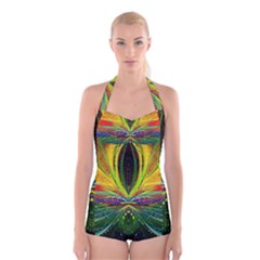 Future Abstract Desktop Wallpaper Boyleg Halter Swimsuit  by Amaryn4rt
