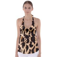 Yellow And Brown Spots On Giraffe Skin Texture Babydoll Tankini Top by Amaryn4rt