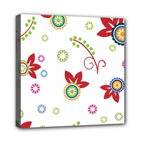 Colorful Floral Wallpaper Background Pattern Mini Canvas 8  X 8  by Amaryn4rt