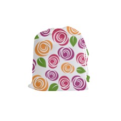 Colorful Seamless Floral Flowers Pattern Wallpaper Background Drawstring Pouches (medium)  by Amaryn4rt