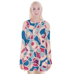 Pattern Velvet Long Sleeve Shoulder Cutout Dress by Valentinaart
