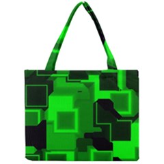 Green Cyber Glow Pattern Mini Tote Bag by Simbadda