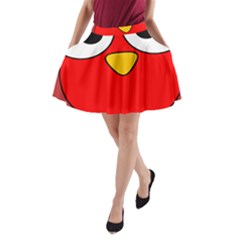 Bird Big Eyes Red A-line Pocket Skirt by Alisyart