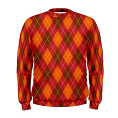 Argyle Pattern Background Wallpaper In Brown Orange And Red Men s Sweatshirt by Simbadda