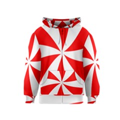 Candy Red White Peppermint Pinwheel Red White Kids  Zipper Hoodie by Alisyart