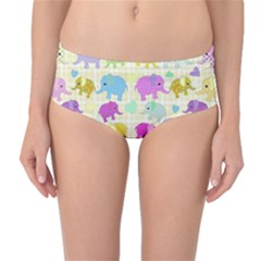 Cute Elephants  Mid-waist Bikini Bottoms by Valentinaart