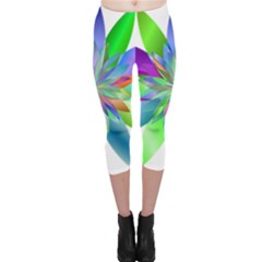 Chromatic Flower Variation Star Rainbow Capri Leggings  by Alisyart