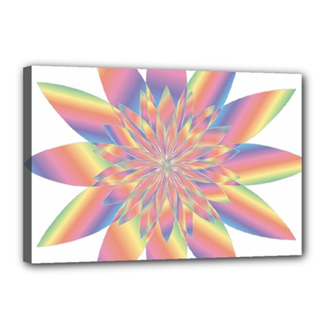 Chromatic Flower Gold Rainbow Star Canvas 18  X 12  by Alisyart