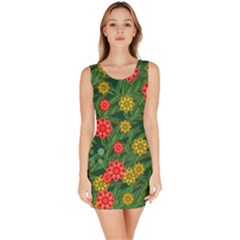 Completely Seamless Tile With Flower Sleeveless Bodycon Dress by Simbadda